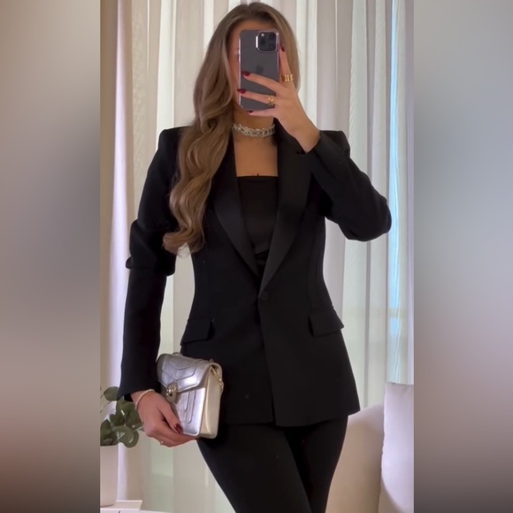 ZARA SATIN EFFECT TUXEDO JACKET - Picture 3 of 16